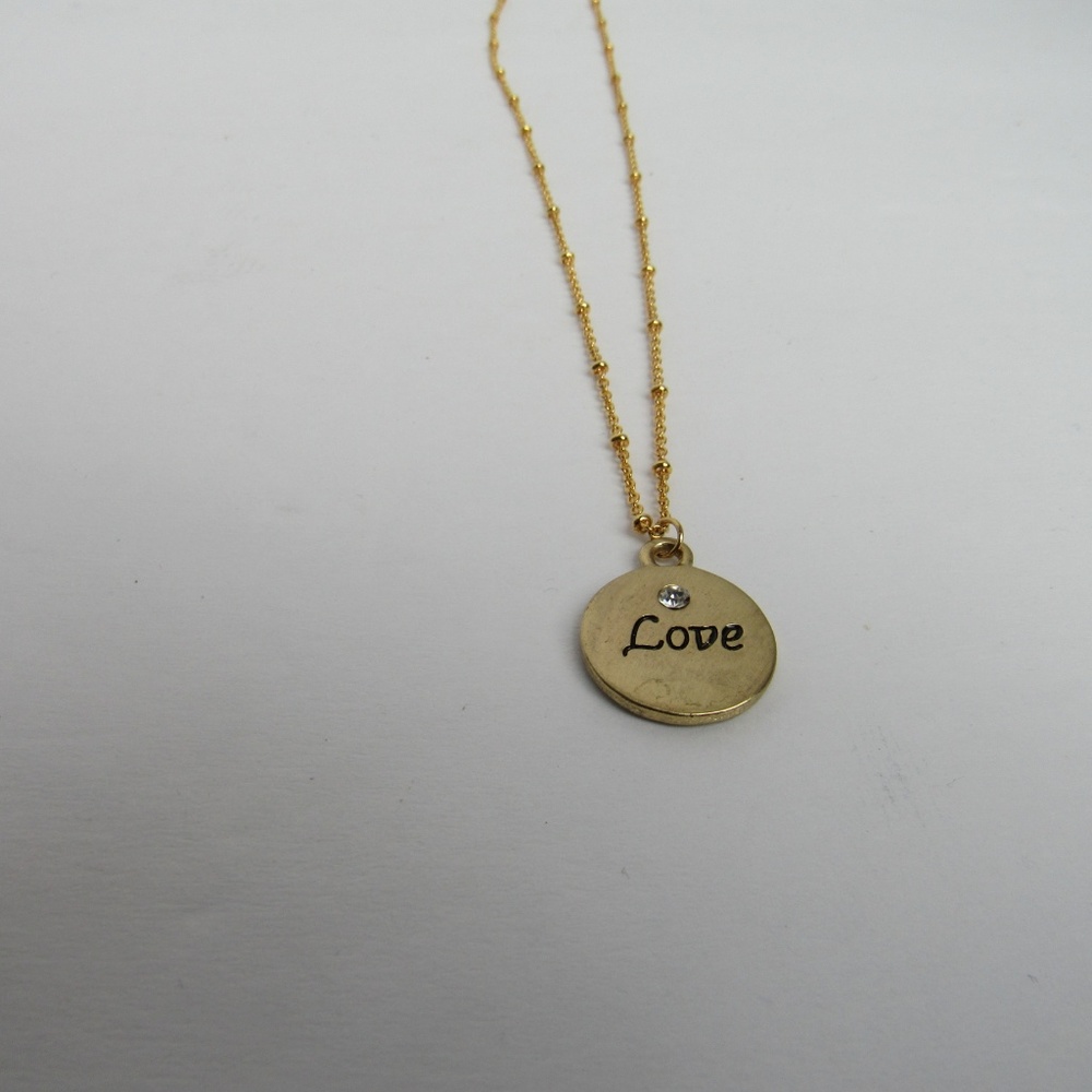 Love Gold Rhinestone Necklace